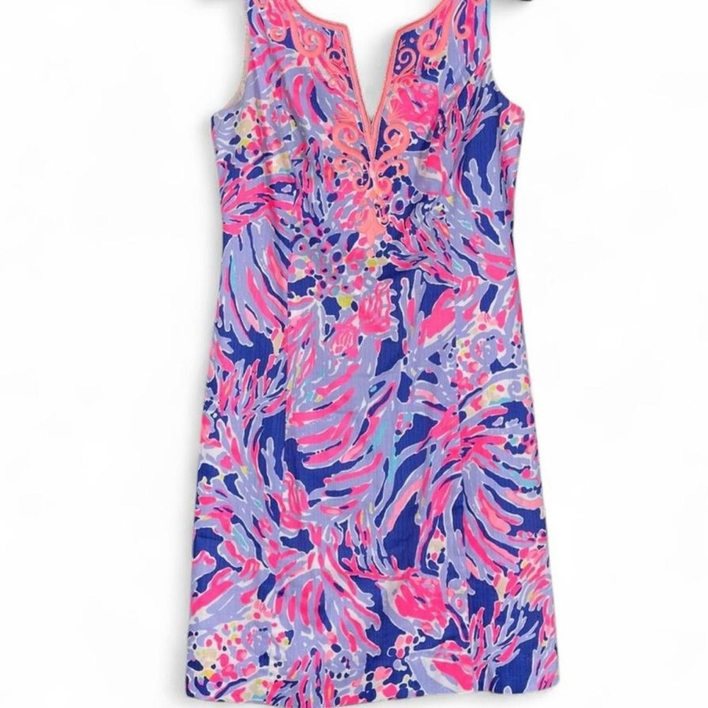 RARE Lilly Pulitzer Lyssa Shift Shrimply Sleeveless Dress Pink Purple Blue Sz 6 - Picture 5 of 7